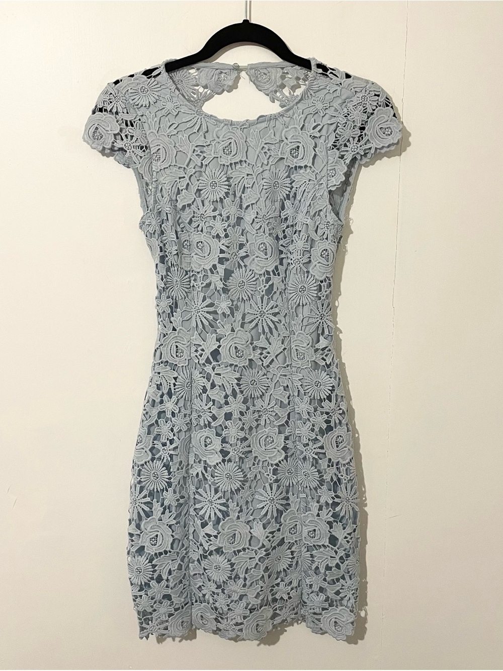 Lulus Light Baby Blue Lace Open Back Cap Sleeve Mini Dress Size XS Extra Small
